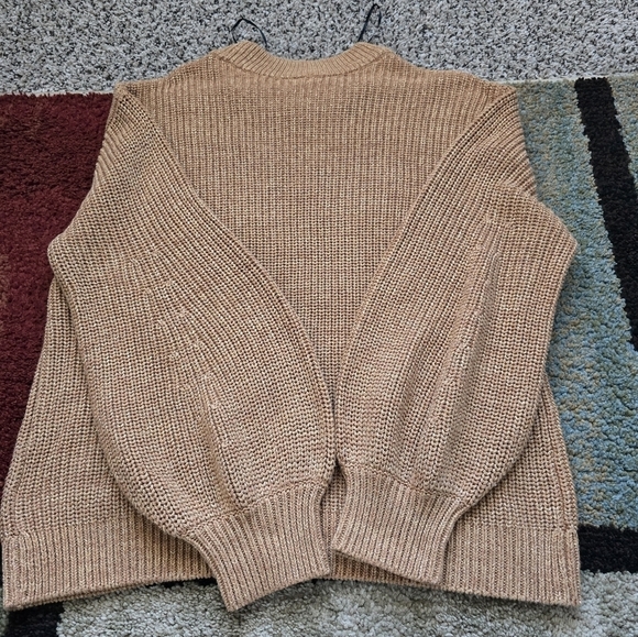 H&M Sweater Womens Sz L Brown  Oversized Relaxed Fit Open Knit Grunge Academia - Picture 9 of 11